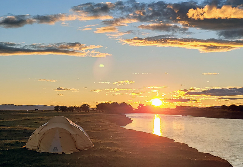 Cycling tour camp in Mongolian pristine nature